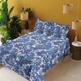 thumbnail image 2 of Ambesonne Peony Fitted & Flat Sheet with Shams 4 Pcs Set, Winter Boho Flowers Jungle, Calking, Dark Ceil Blue and Soft Blue, 2 of 5