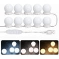 thumbnail image 3 of 10-Bulb LED Vanity Mirror Light with 4-Button Dimming Control, USB-Powered Hollywood-Style Makeup Lamp for Bathroom & Dressing Table, Hidden Wiring Design, 3 Color Temperatures, Decorative & Durable, 3 of 5