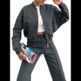 thumbnail image 3 of Conjuntos de Salón para Mujer, Conjunto Deportivo de 2 Piezas, Sudadera, Pantalón Deportivo de Pierna , Conjunto Deportivo A Juego Gris Oscuro XL, 3 of 8