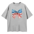 thumbnail image 5 of Womens T Shirt 4th of July Bow Graphic Patriotic Short Sleeve Independence Day Casual Fashion Clothing Light Gray XL, 5 of 5