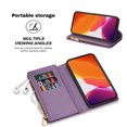 thumbnail image 3 of TECH CIRCLE Cute Shiny Flip Wallet Case with Wrist Strap for Galaxy S25 Ultra (2025 Release) 6.9", Built-in Stand, 9 Card Slots, Zipper Pocket, PU Leather Protective Lightweight Cover, Purple, 3 of 8