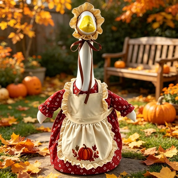 Dalxymotic Thanksgiving Goose Costume, 23 Inch Fall Yard Lawn Statue Accessory Clothes, Fall Decor Indoor Outdoor, Holiday Display Ornament for Garden, Patio, Backyard, Deck