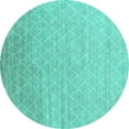 thumbnail image 1 of Ahgly Company Machine Washable Indoor Round Solid Turquoise Blue Modern Area Rugs, 5' Round, 1 of 4