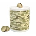 thumbnail image 1 of Camo Piggy Bank, Old Fashioned Camouflage Pattern Classical Jungle Survival Theme, Ceramic Coin Bank Money Box for Cash Saving, 3.6" X 3.2", Pale Green Army Green, by Ambesonne, 1 of 4