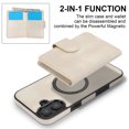 thumbnail image 3 of 2 in 1 Detachable Magnetic Phone Cases Compatible with iPhone 16, with Credit Card Holder, Classic Durable Premium PU Leather Kickstand Rugged Flip Cover for Women Men, White, 3 of 6