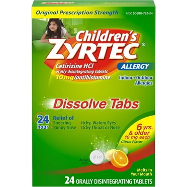Zyrtec Children's 24 HR Dissolving Allergy Tablets, Cetirizine, Citrus Flavor, 24 ct
