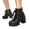 thumbnail image 6 of YLYL Women's Chunky Lace up Booties Platform High Heel Fashion Autumn Winter Ankle Boots, 6 of 8