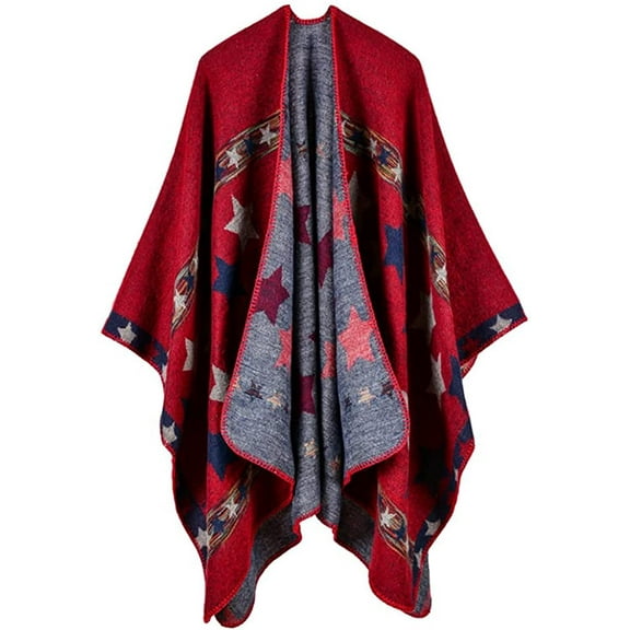 PIKADINGNIS Women Star Shawl Wraps Poncho Soft Open Front Sweater Cardigan Cape Blanket Scarf