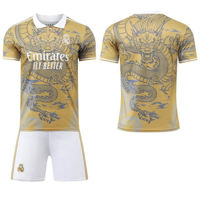 2425 Real Madrid Dragon Pattern Joint Special Edition Mbappe Football Jersey No. 7 Ronaldo Jersey Set No. 5 Bellingham 24 Real Madrid Joint No Number No Socks SetXS