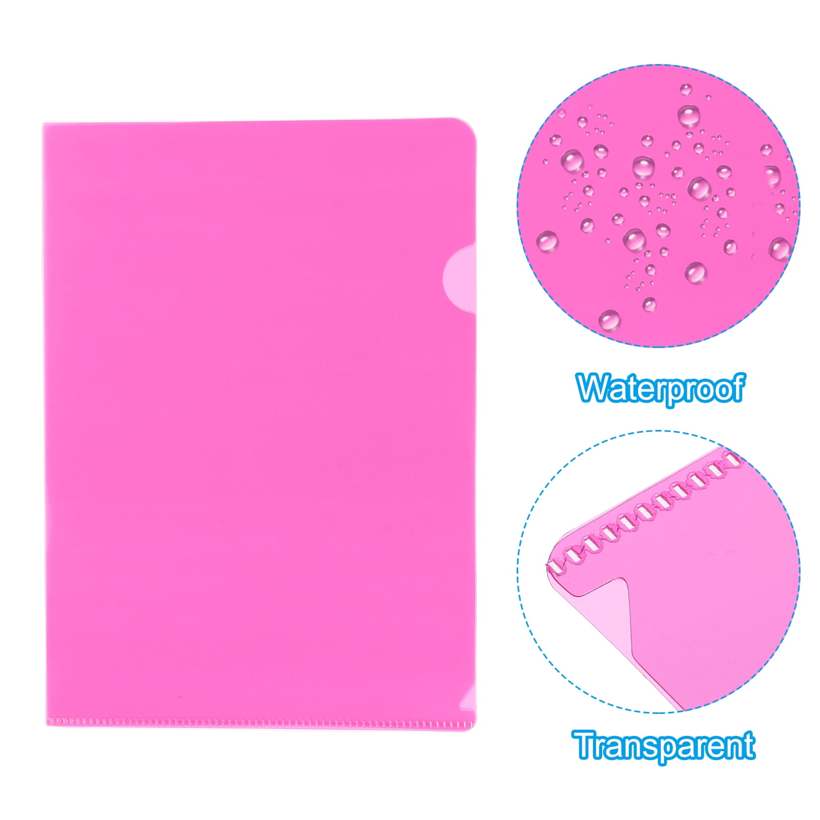 Uxcell L Type Folders 30 Pack A5 Plastic File Project Pockets Clear Paper Document Jacket Sleeves for Office, Pink