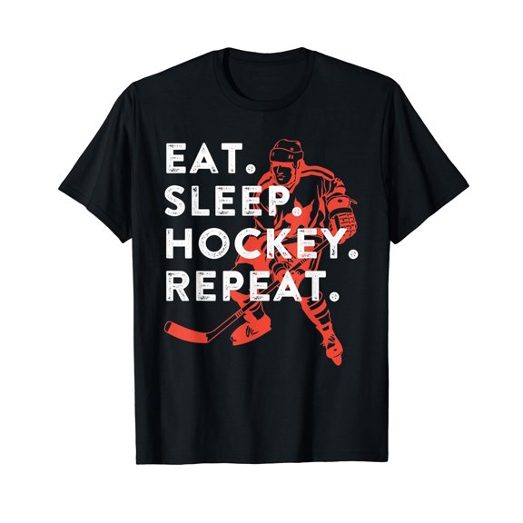 Eat Sleep Hockey Repeat - Gift T-Shirt Black