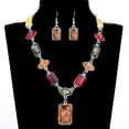 thumbnail image 2 of Yesbay Square Oval Amber African Style Women Necklace Hook Earrings Party Jewelry Set, 2 of 5