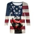thumbnail image 4 of TYGHBN Women's Independence Day Print Fashion Casual Round Neck 3/4 Sleeve T Shirt Holiday Graphic Tee for Summer Celebrations 1 Women's Shirts Summer Juniors Active Shirts Long Sleeve Summer Shirt, 4 of 4
