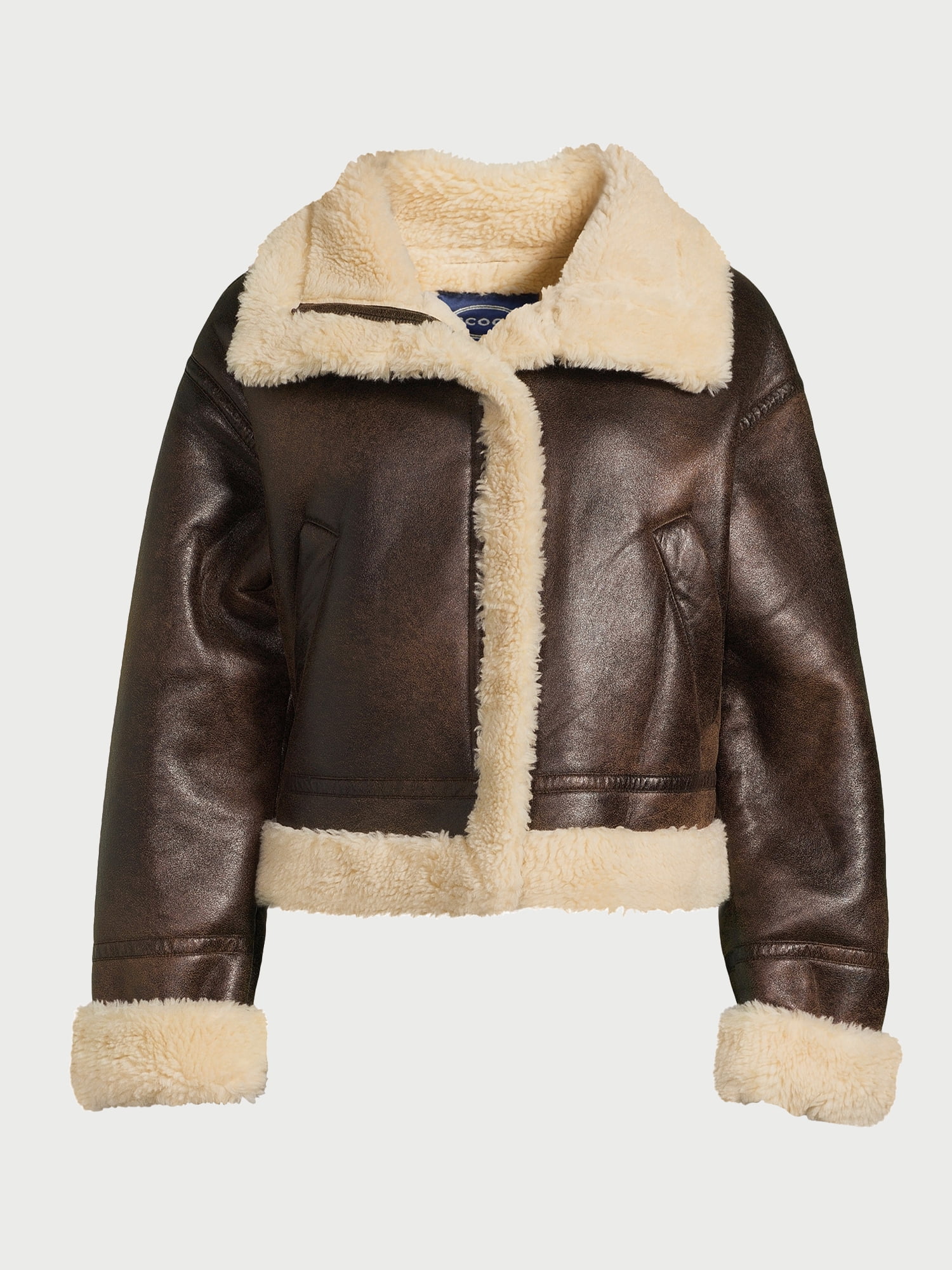 Scoop Women's Faux Suede Cropped Bomber Jacket with Faux