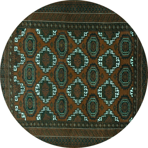 Ahgly Company Indoor Round Persian Turquoise Blue Traditional Area Rugs, 8' Round
