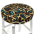 thumbnail image 3 of Naloa Teal Leopard Round Bar Stool Cushion Cover 12-14 inch, Fits Kitchen, Office, Restaurant Chairs - {sizeName}13 inch, 3 of 7