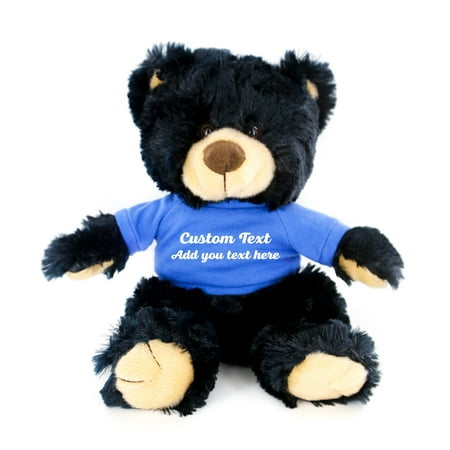 

Plushland Black Noah Teddy Bear 12 Inch Stuffed Animal Personalized Gift - Custom Text on Shirt - Great Present for Mothers Day Valentine Day Graduation Day Birthday