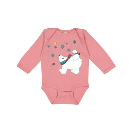 

Inktastic Christmas Polar Bear and Cub with a star Gift Baby Boy or Baby Girl Long Sleeve Bodysuit