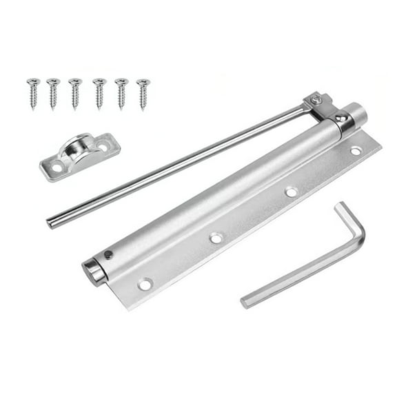 YAMB Automatic Door Closer,7.1 Inch Safety Spring Self Closing Hinge,Adjustable Catch Speed Closure,Heavy Duty Auto Doors Top Latch Soft Close,Stainless Steel,With Force Arm,Screws and Wrench