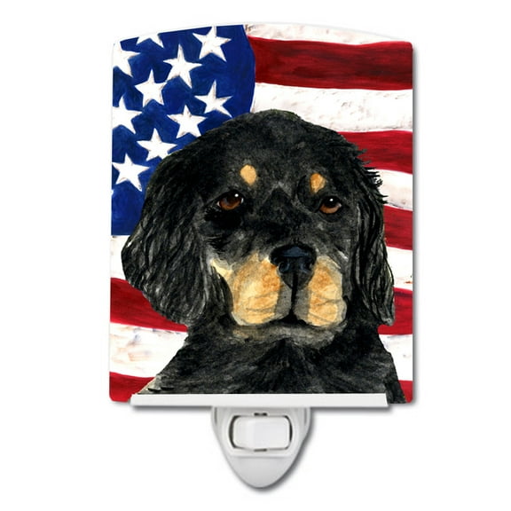 Carolines Treasures SS4042CNL USA American Flag with Gordon Setter Ceramic Night Light 6x4x3" multicolor
