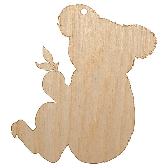 Koala with Leaves Solid Wood Holiday Christmas Tree Ornament Unfinished DIY Pre-Drilled Craft