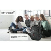 KROSER 17.3 Laptop Backpack, College Daypack, Business Backpack with USB Charging Port, Black