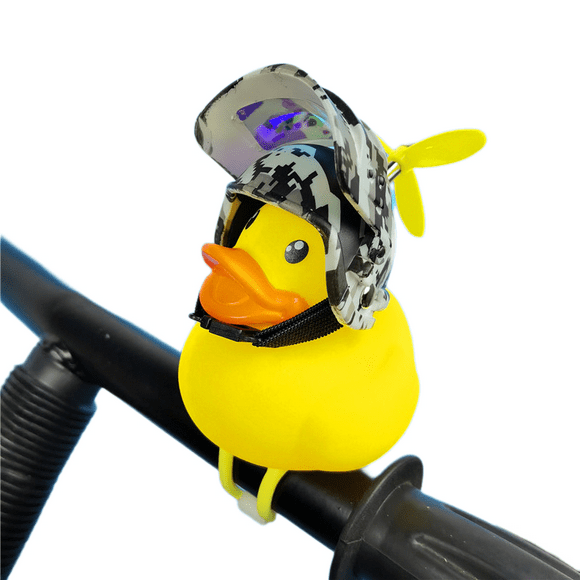 Rubber duck bicycle accessories with flash lamp and propeller helmet for automobile dashboard decoration(2pcs)