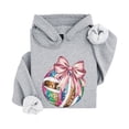 thumbnail image 6 of Disco Volleyball Coquette Bow Hoodie for Women & Girls Game Day, Gray Hoodie, M, 6 of 8