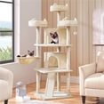 thumbnail image 4 of Yaheetech 69'' Large Cat Tree Tower with 2 Condos and Scratching Post, Beige, 4 of 8