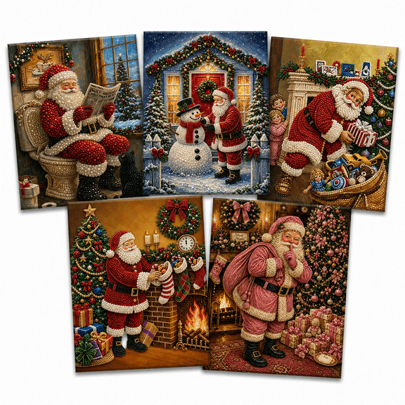 DIY Christmas Pearl Painting Kit, 3D Beaded Holiday Art Craft for Adults Beginners, Sparkling Handmade Wall Table Decor Project for Christmas Home & Gift