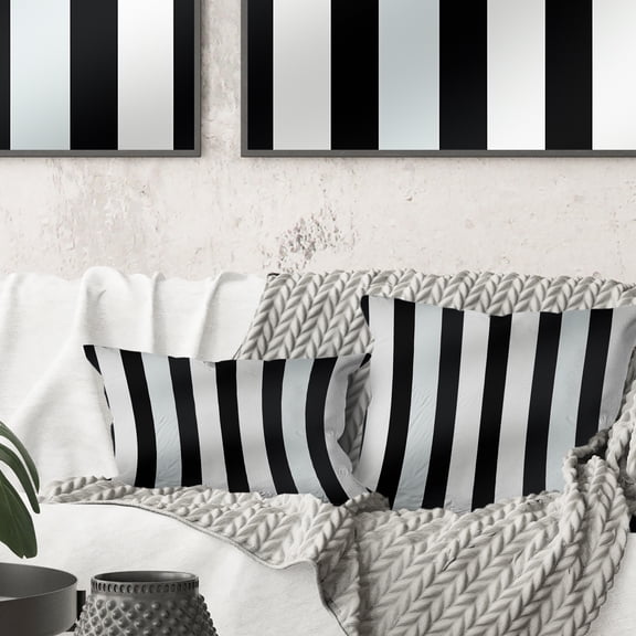 Designart "Harmony of Black and White Striped Lines" Striped Printed Throw Pillow
