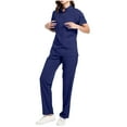 thumbnail image 3 of Gytharion Medical Scrubs Sets for Women 2 Piece Workwear Outfits Short Sleeve Zipper Stand Collar Tops and Drawstring Stretch Pants Sets Lightweight Nursing Uniform Sets with Pockets, 3 of 5
