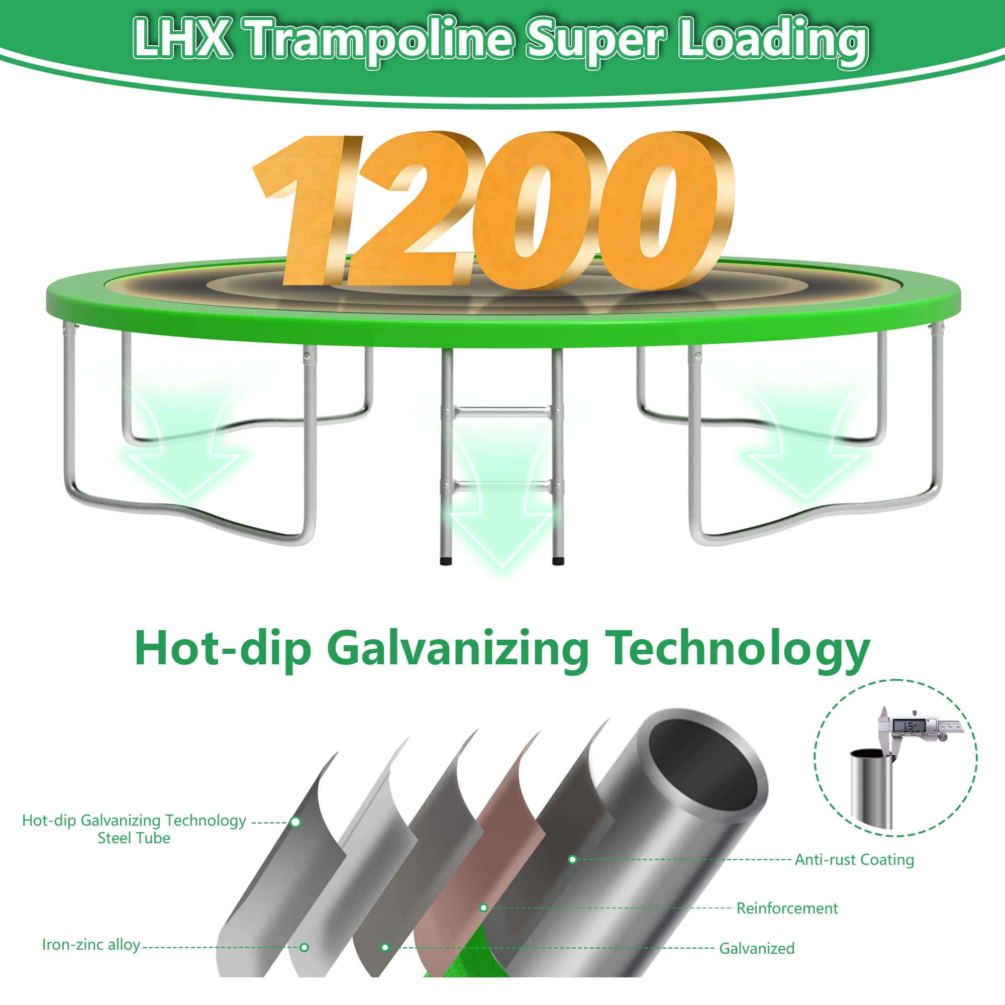 LHX Trampoline for Kids 12FT 14FT 16FT Outdoor Trampolines with Basketball Hoop, Safety Enclosure Net, Ladder, Backyard Recreational Heavy Duty Trampoline for Adult, 1200 LBS Loading, Easy to Install
