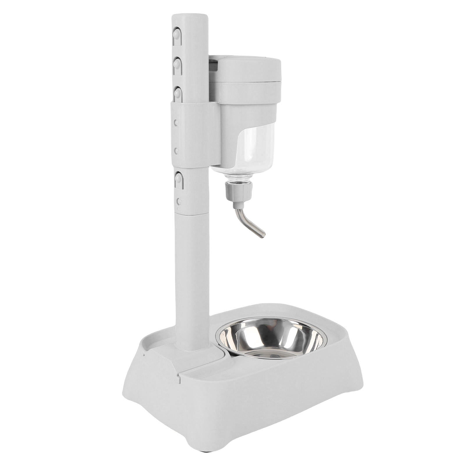 BOKYAN Adjustable Height Pet Standing Water Dispenser – 500 ml Stainless Steel Bowl, Automatic Cat & Dog Feeder, No‑Splash Design, Elegant Gray