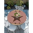 thumbnail image 2 of Round Tablecloth Red Plaid Vintage Country Star Elastic Edge Fitted Farmhouse Wood Texture Plastic Table Cover,Waterproof Oil Proof for Dinner,Outdoor, Picnic, 45"- 54" DIA Tables, 2 of 8