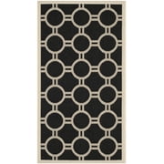 SAFAVIEH Courtyard Ariel Geometric Circle Indoor/Outdoor Area Rug, 2'7" x 5', Black/Beige