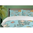 thumbnail image 4 of Ambesonne Cartoon Duvet Cover Sets, Marine Creatures Art, 2-Queen, Teal Orange, 4 of 6