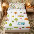 thumbnail image 2 of Erosebridal Pastel Camper Van Tile Zipper Twin Comforter Sets with Fitted Sheet and 2 Pillowcases,Forest Tree Zipper Bedding Set,Yellow Pink White,4-Piece,Reversible, 2 of 6
