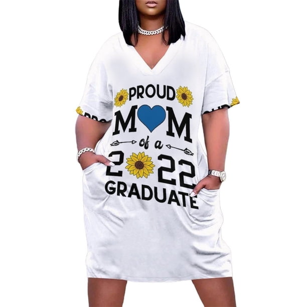 Orgullosa mamá de un graduado, vestido suelto con bolsillos y girasoles para graduación, vestidos de moda para mujer, vestido de cumpleaños.