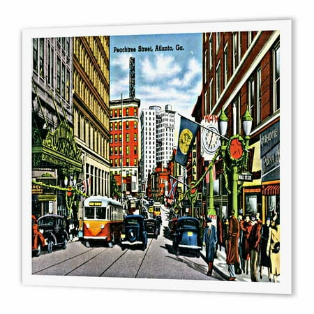 3dRose Peachtree Street Atlanta Georgia with Antique Cards and People, Iron On Heat Transfer, 8 by 8-inch, For White (Best 0 Apr Balance Transfer Cards)