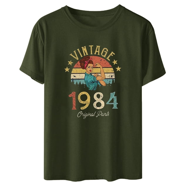 Liamobondopolis - Camiseta vintage de 1984 para mujer, regalo de 40 cumpleaños, con estampado de letras, estilo retro, para fiesta, informal, de manga corta