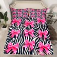 thumbnail image 2 of Manfei Cute Bowtie Bowknot Full Size Sheets,Zoo Animal Zebra Bed Sheets,Pink Bow Sheet Sets,Breathable Bedroom Decoration,4-Piece, 2 of 4
