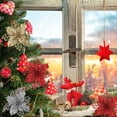 thumbnail image 2 of HAOSHICS 25 Pcs Poinsettias Artificial Christmas Flowers Decorations,Glitter Poinsettia Flowers for Wedding Home Christmas Tree Ornaments with Clips(Red), 2 of 16