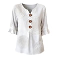thumbnail image 4 of Clear Shirts for Womens 3/4 Sleeve Fall Slim Fit Basic Shirt Layer for Office, 4 of 4