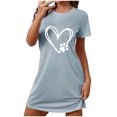 thumbnail image 1 of Tnhcen Stretchy Plus Size Sleep Dress Short Sleeve Round Neck Front Print Polyester Spandex S-2XL for All Body Types, 1 of 4
