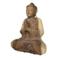thumbnail image 5 of Acacia Wood Large Meditating Buddha Gautama Amitabha In Prayer Statue 21"H, 5 of 9