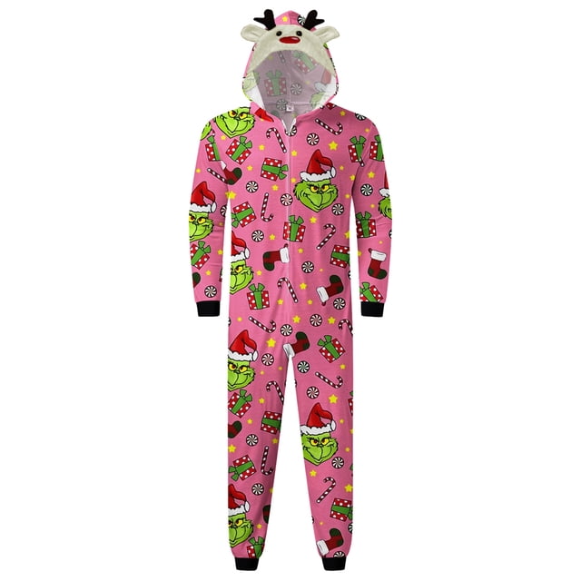 Pijamas Navideñas Camisón con capucha navideño Ropa informal para el hogar entre padres e hijos Kuymtek Rosa*Hombres T S para Unisex
