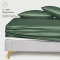 thumbnail image 3 of LINENWALAS Twin Fitted Sheet Pack of 2, 100% Bamboo Silk Sheet, 16" Deep Pocket Bedsheet (Avocado Green, Twin), 3 of 9