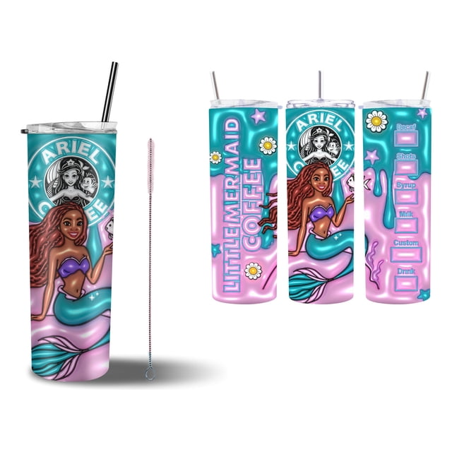 Termo Tumbler 20oz SVART Diseño Ariel La Sirenita Tipo Inflado Md4