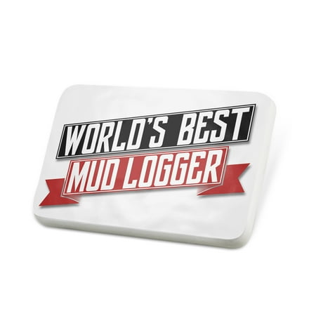 Porcelein Pin Worlds Best Mud Logger Lapel Badge –